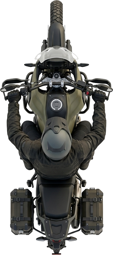 7HUES ADV motorcycle and rider on the route